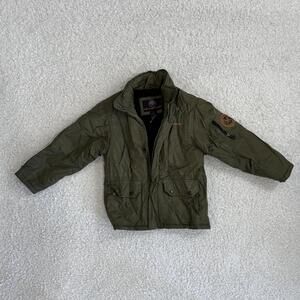 Unisex Adult Weatherproof Olive Green Utility-style Jacket Raincoat (Size S)